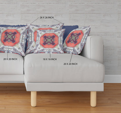 Gray Peach Geo Tribal Suede Pillow