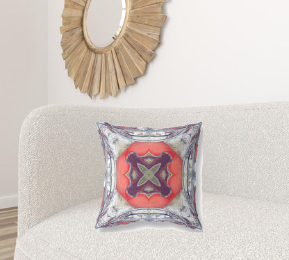 Gray Peach Geo Tribal Suede Pillow