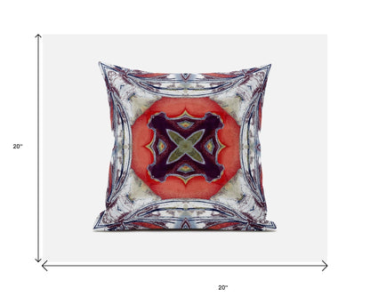 Gray Peach Geo Tribal Suede Pillow