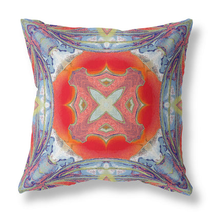 Blue Orange Geo Tribal Suede Pillow