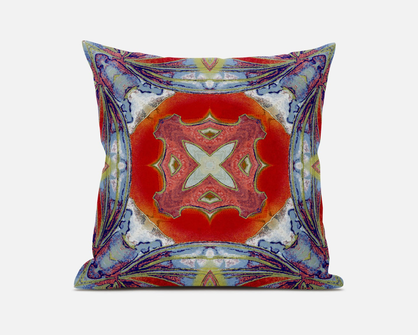Blue Orange Geo Tribal Suede Pillow