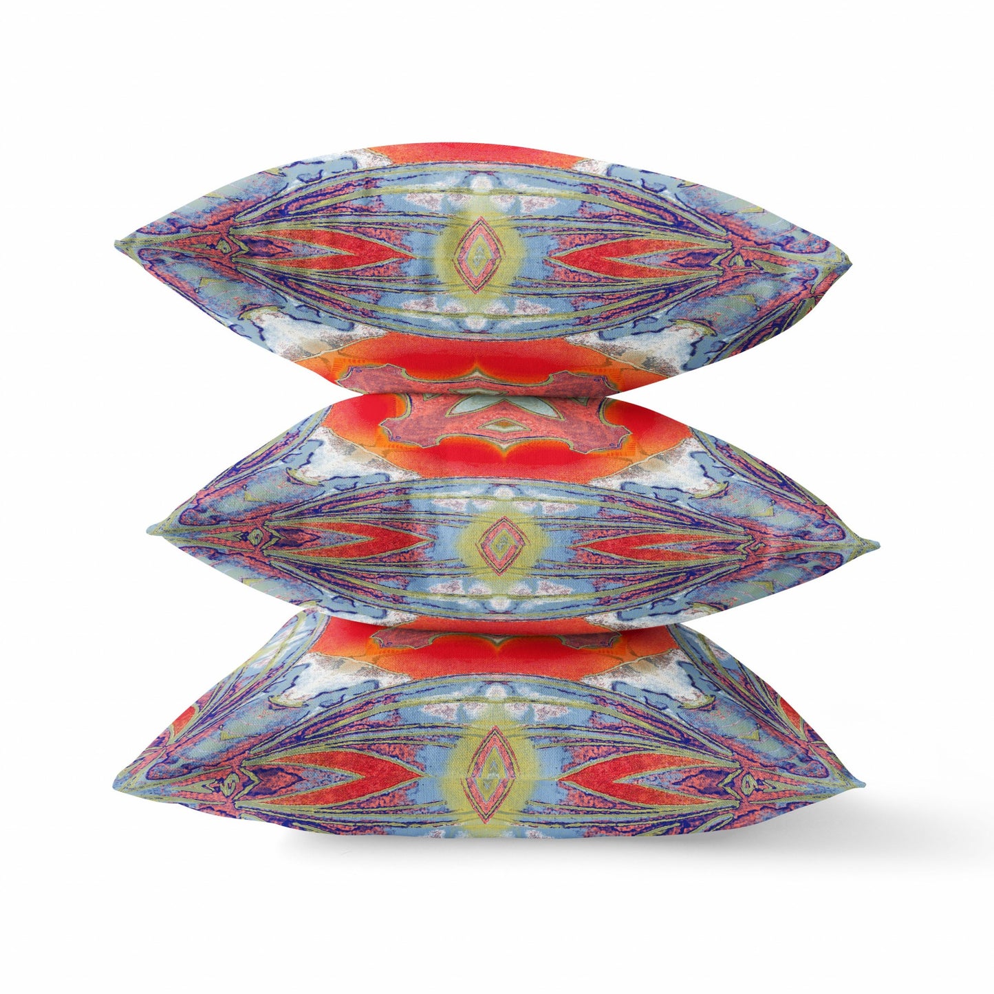 Blue Orange Geo Tribal Suede Pillow