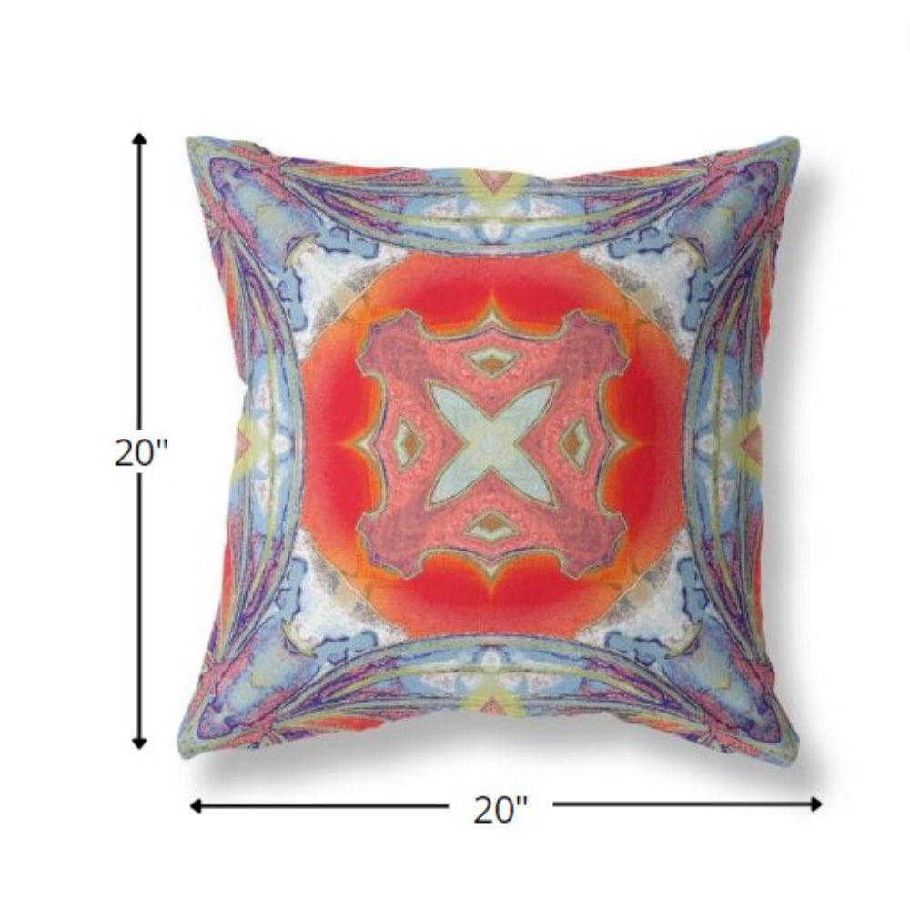 Blue Orange Geo Tribal Suede Pillow