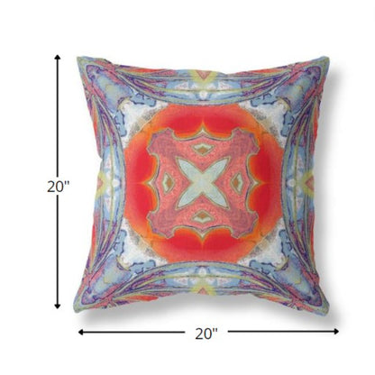 Blue Orange Geo Tribal Suede Pillow