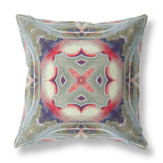Sage Pink Geo Tribal Suede Pillow