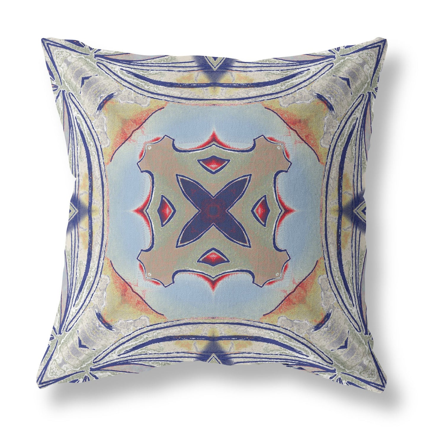 Navy Sage Geo Tribal Suede Pillow