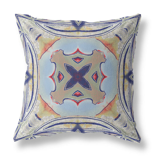 Navy Sage Geo Tribal Suede Pillow