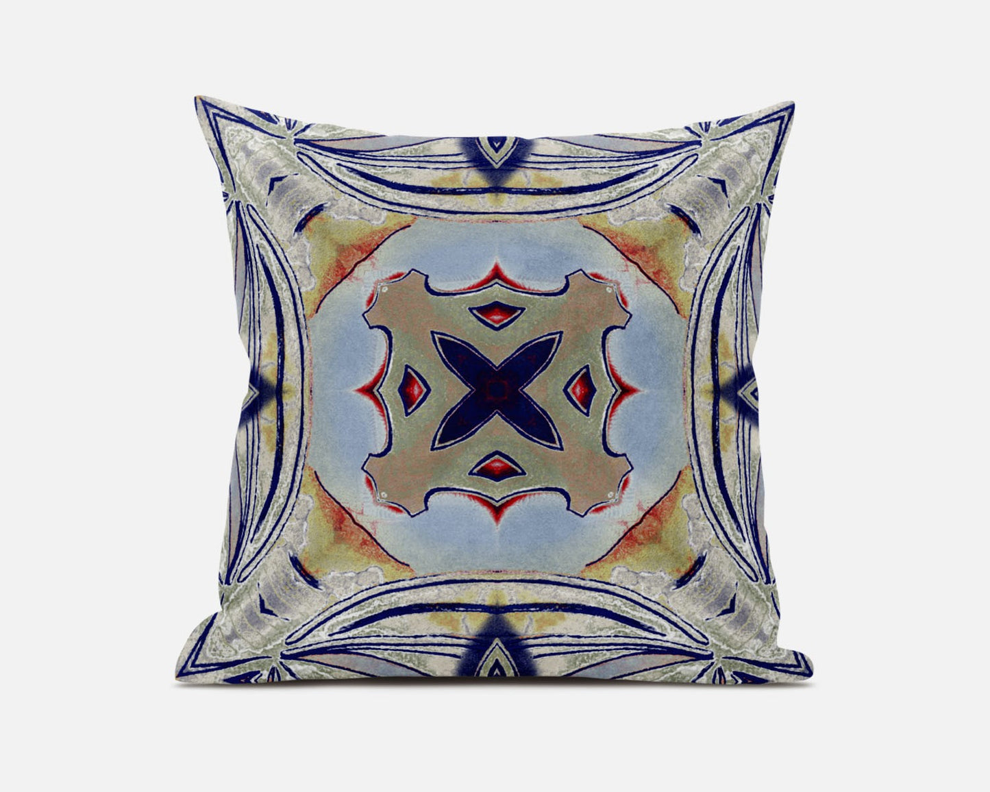Navy Sage Geo Tribal Suede Pillow