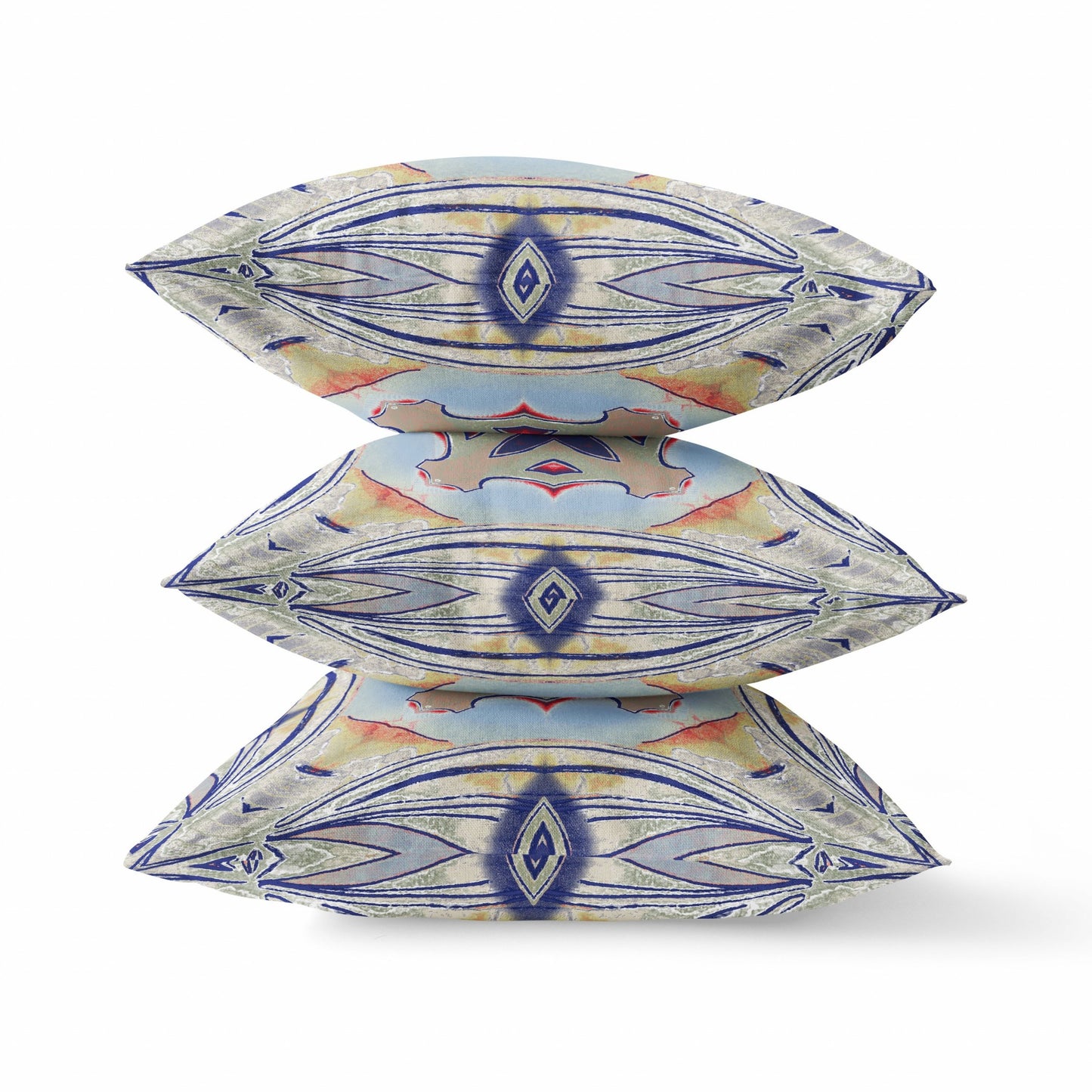Navy Sage Geo Tribal Suede Pillow