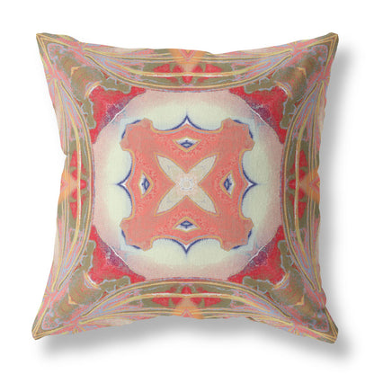Peach Green Geo Tribal Suede Pillow