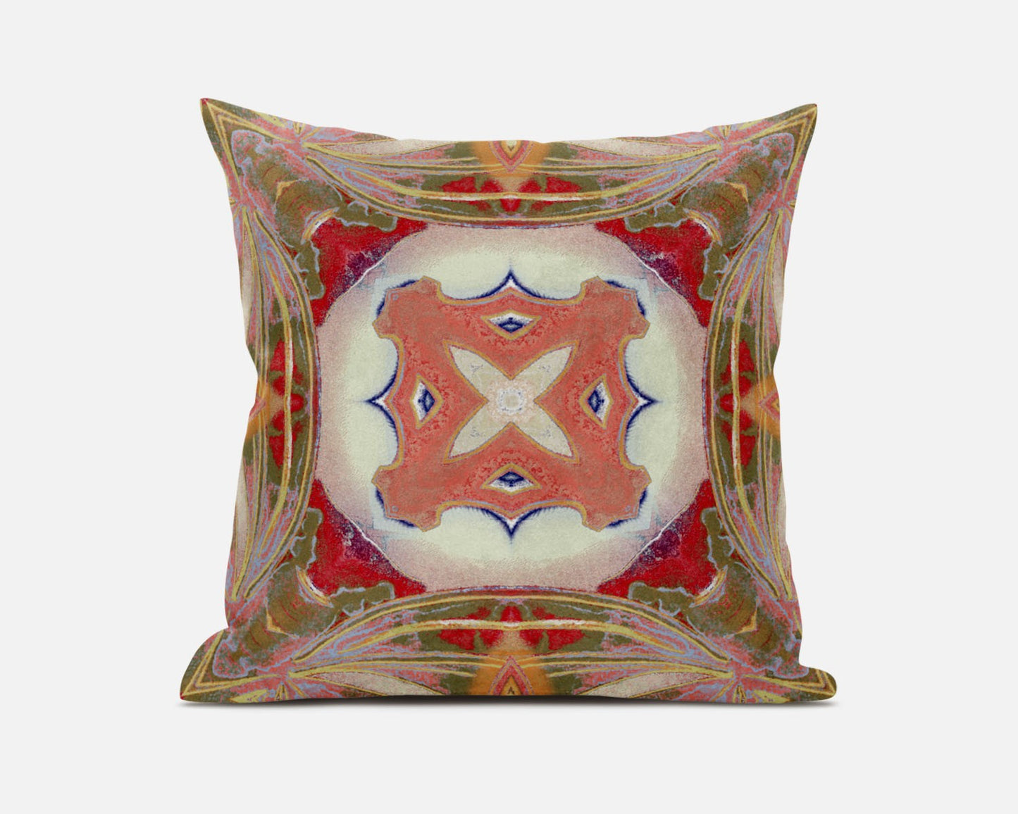 Peach Green Geo Tribal Suede Pillow