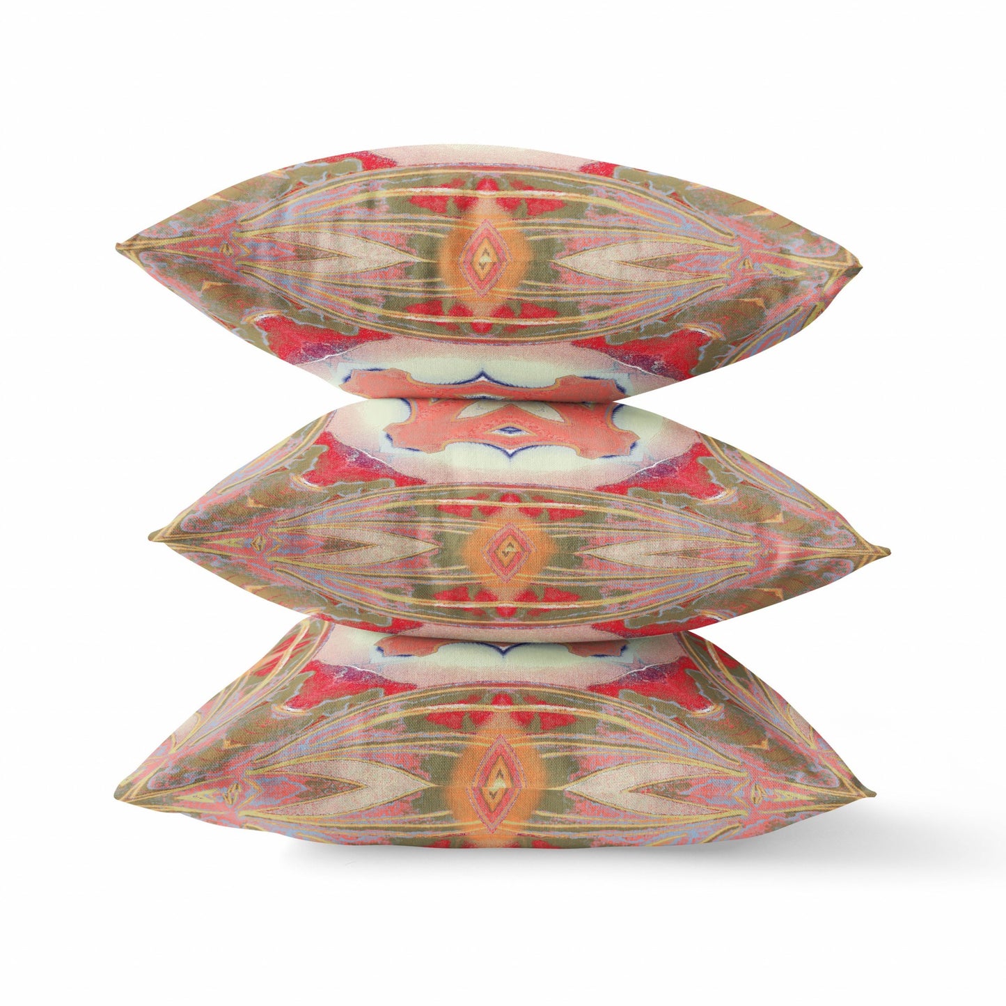 Peach Green Geo Tribal Suede Pillow