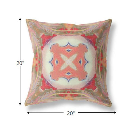 Peach Green Geo Tribal Suede Pillow