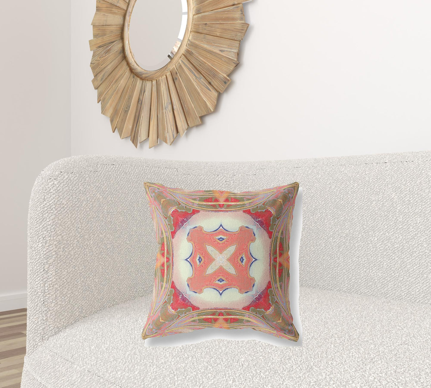 Peach Green Geo Tribal Suede Pillow
