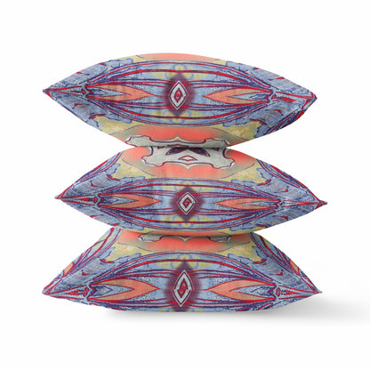 Purple Orange Geo Tribal Suede Pillow