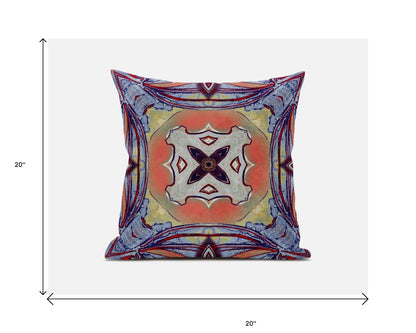 Purple Orange Geo Tribal Suede Pillow