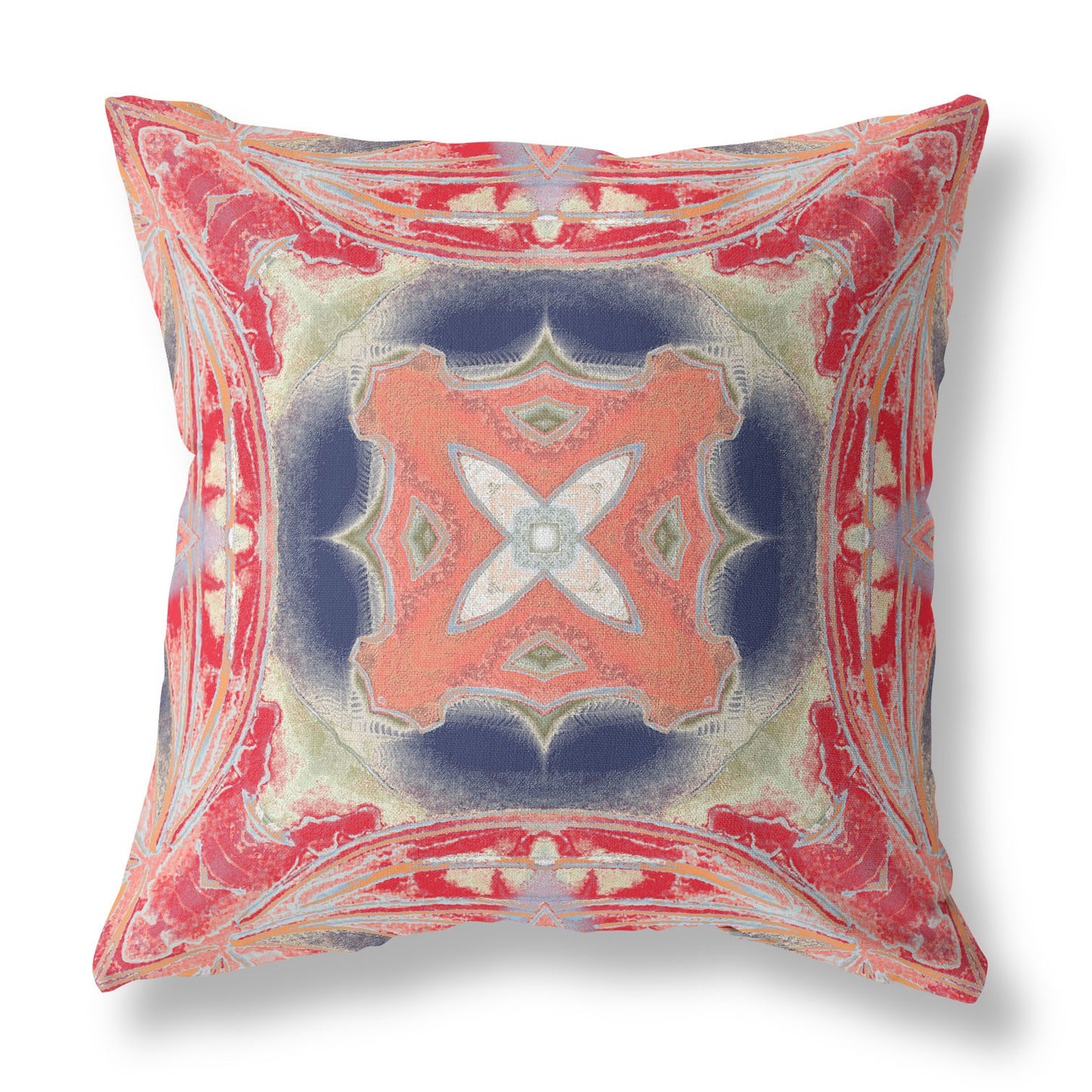 Red Cream Geo Tribal Suede Pillow