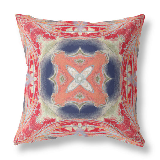 Red Cream Geo Tribal Suede Pillow