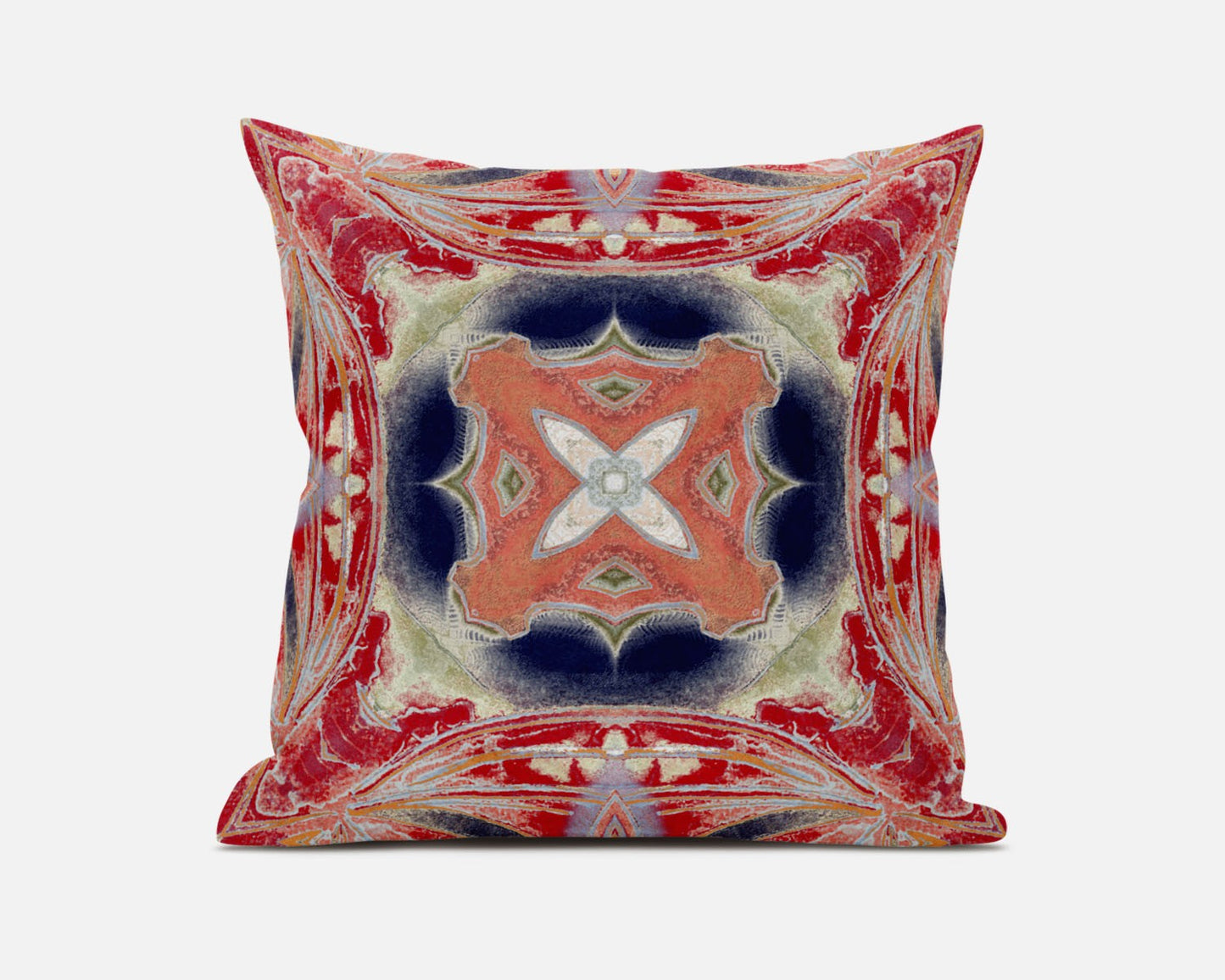 Red Cream Geo Tribal Suede Pillow