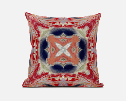 Red Cream Geo Tribal Suede Pillow