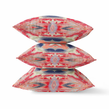 Red Cream Geo Tribal Suede Pillow