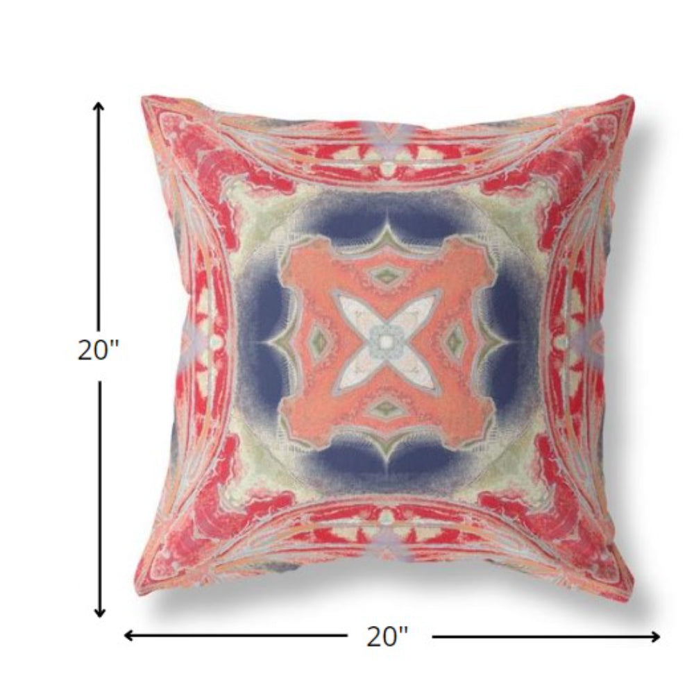 Red Cream Geo Tribal Suede Pillow
