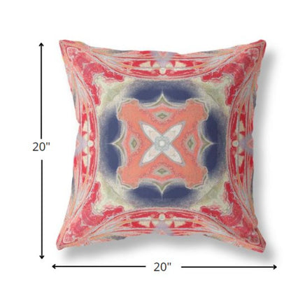 Red Cream Geo Tribal Suede Pillow