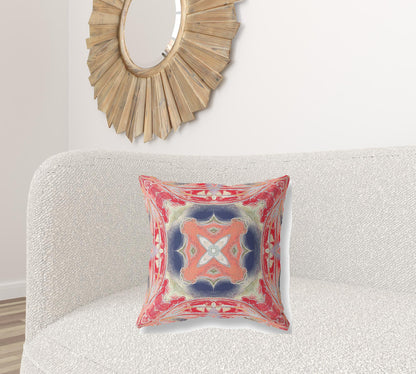 Red Cream Geo Tribal Suede Pillow