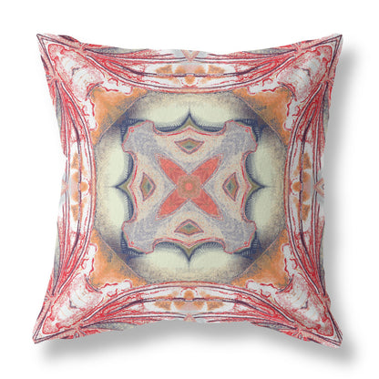 Red Orange Geo Tribal Suede Pillow