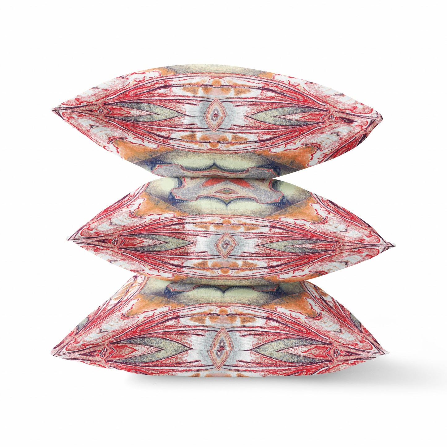 Red Orange Geo Tribal Suede Pillow
