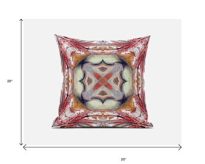 Red Orange Geo Tribal Suede Pillow