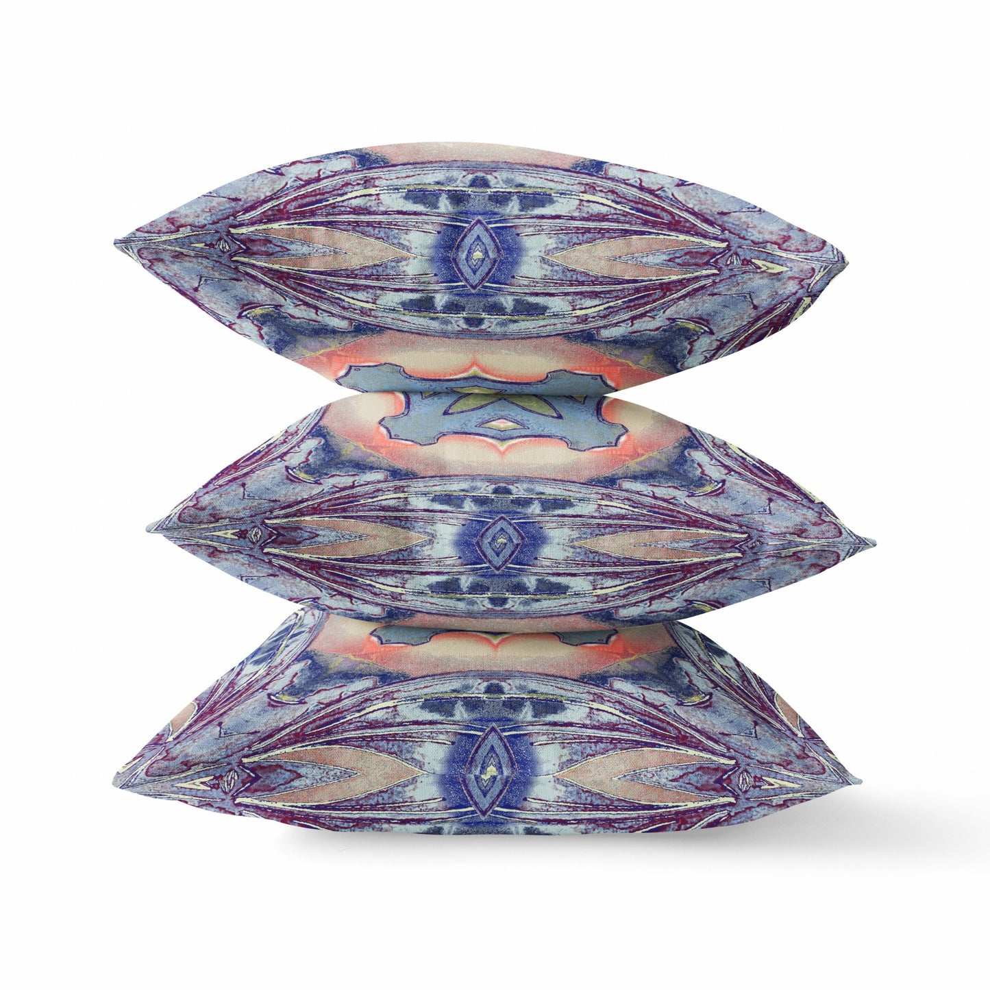 Indigo Peach Geo Tribal Suede Pillow
