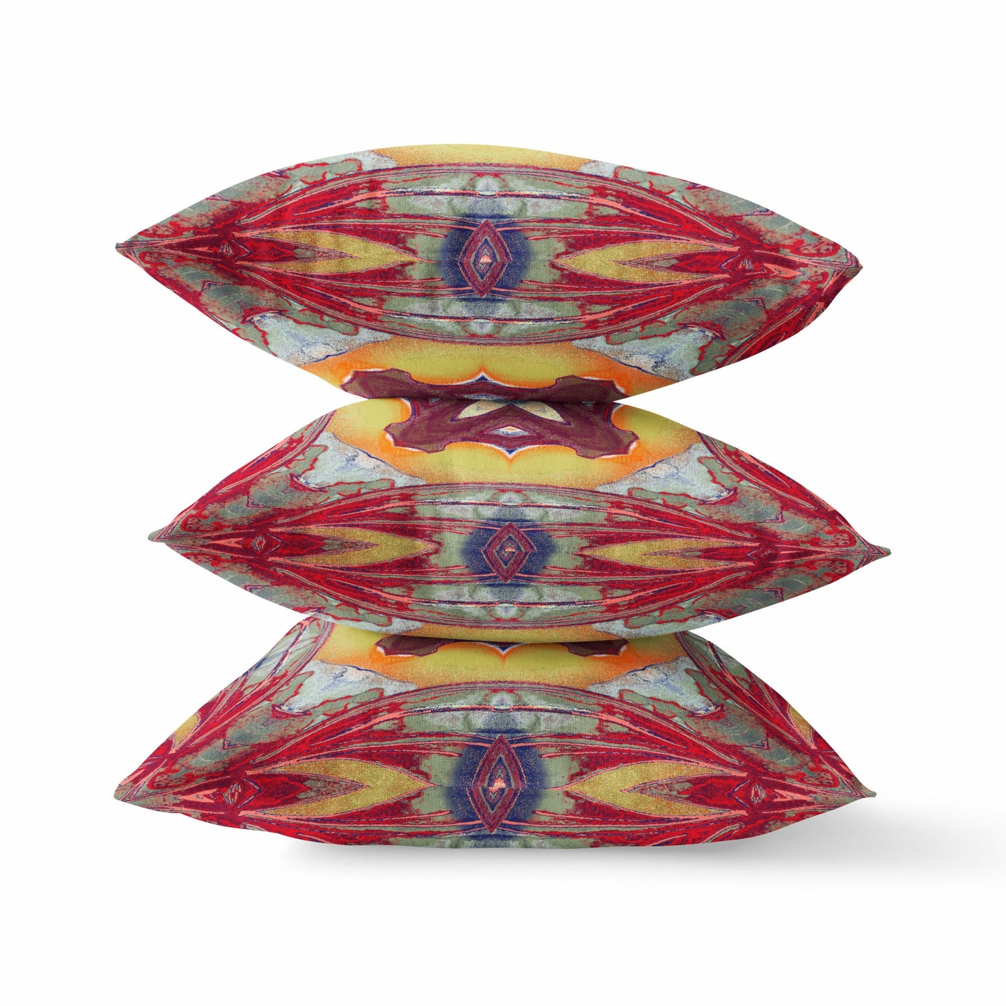Red Yellow Geo Tribal Suede Pillow