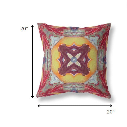 Red Yellow Geo Tribal Suede Pillow