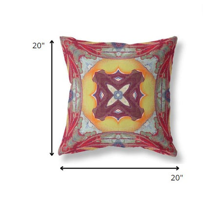 Red Yellow Geo Tribal Suede Pillow