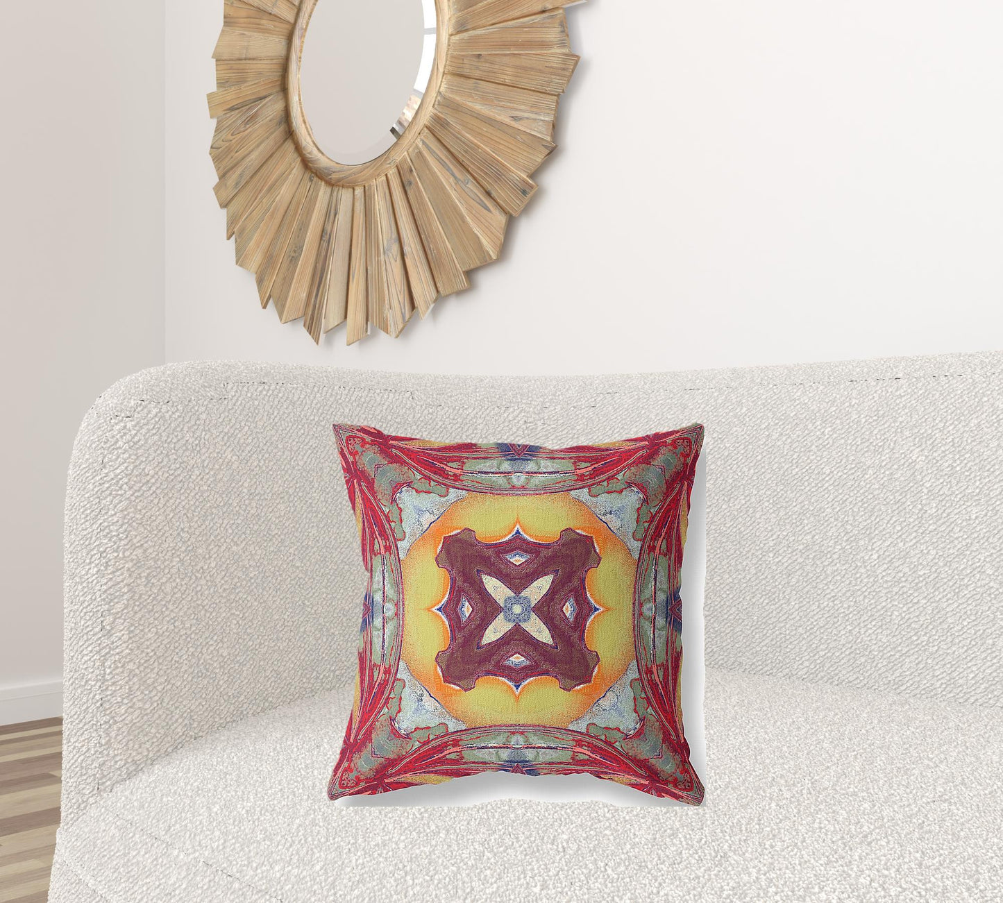 Red Yellow Geo Tribal Suede Pillow