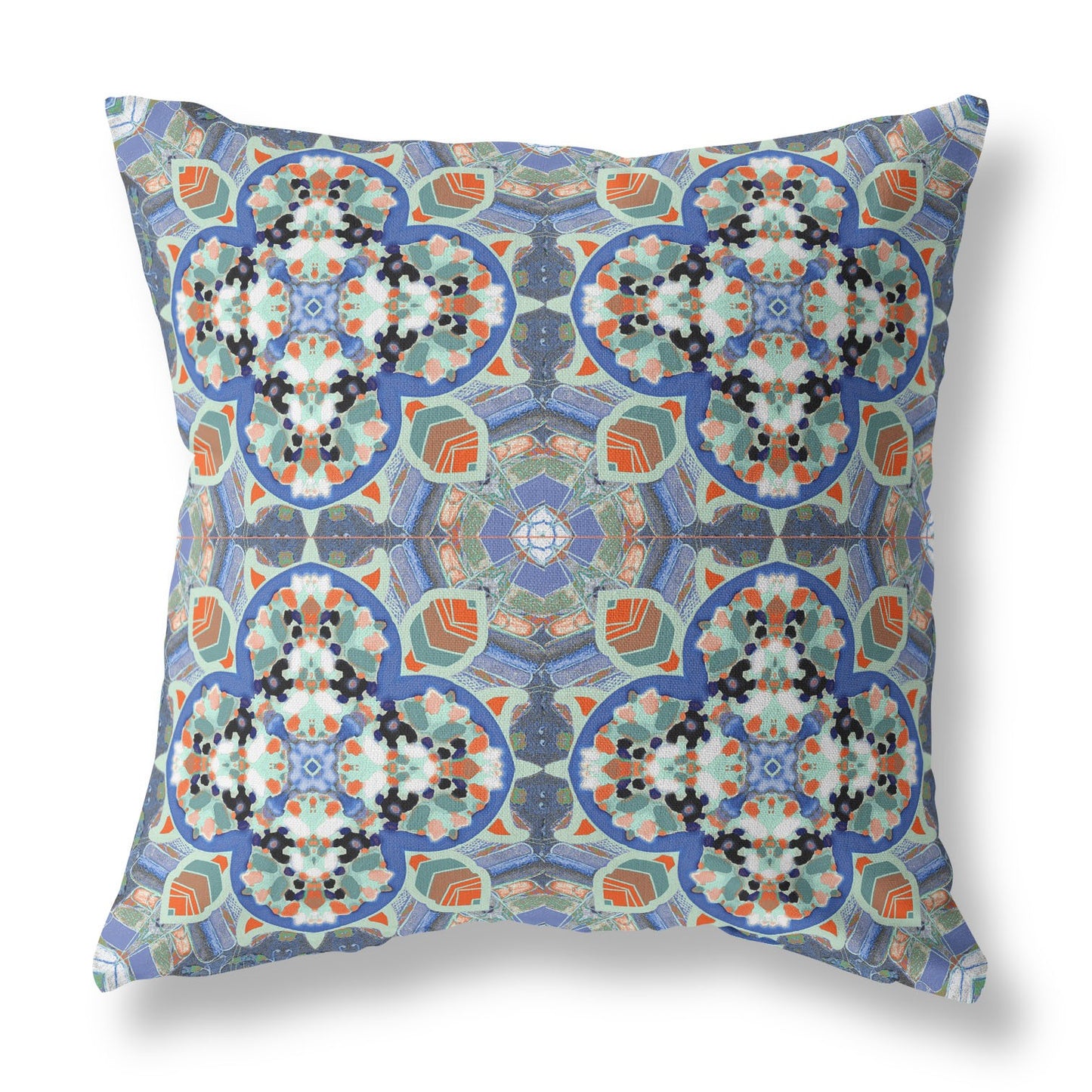Blue Orange Cloverleaf Boho Suede Pillow