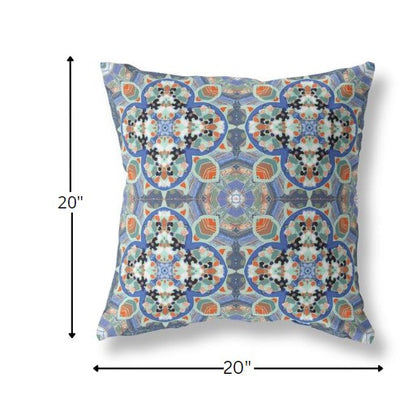 Blue Orange Cloverleaf Boho Suede Pillow