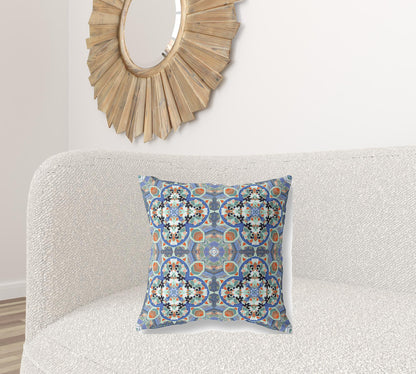 Blue Orange Cloverleaf Boho Suede Pillow