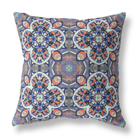 Gray Blue Cloverleaf Boho Suede Pillow
