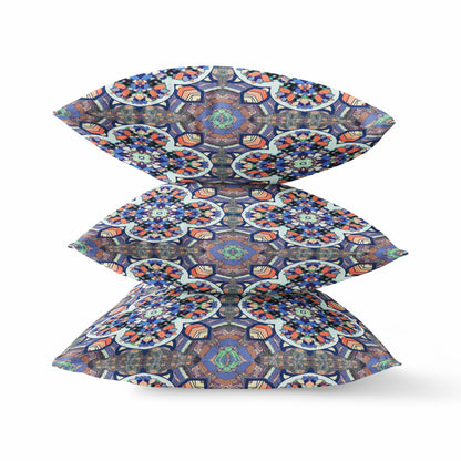 Gray Blue Cloverleaf Boho Suede Pillow