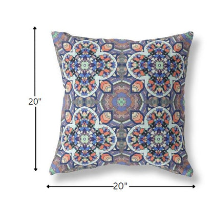 Gray Blue Cloverleaf Boho Suede Pillow