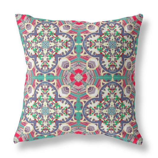 Gray Pink Cloverleaf Boho Suede Pillow