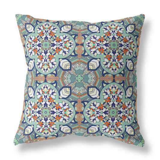Green Orange Cloverleaf Boho Suede Pillow