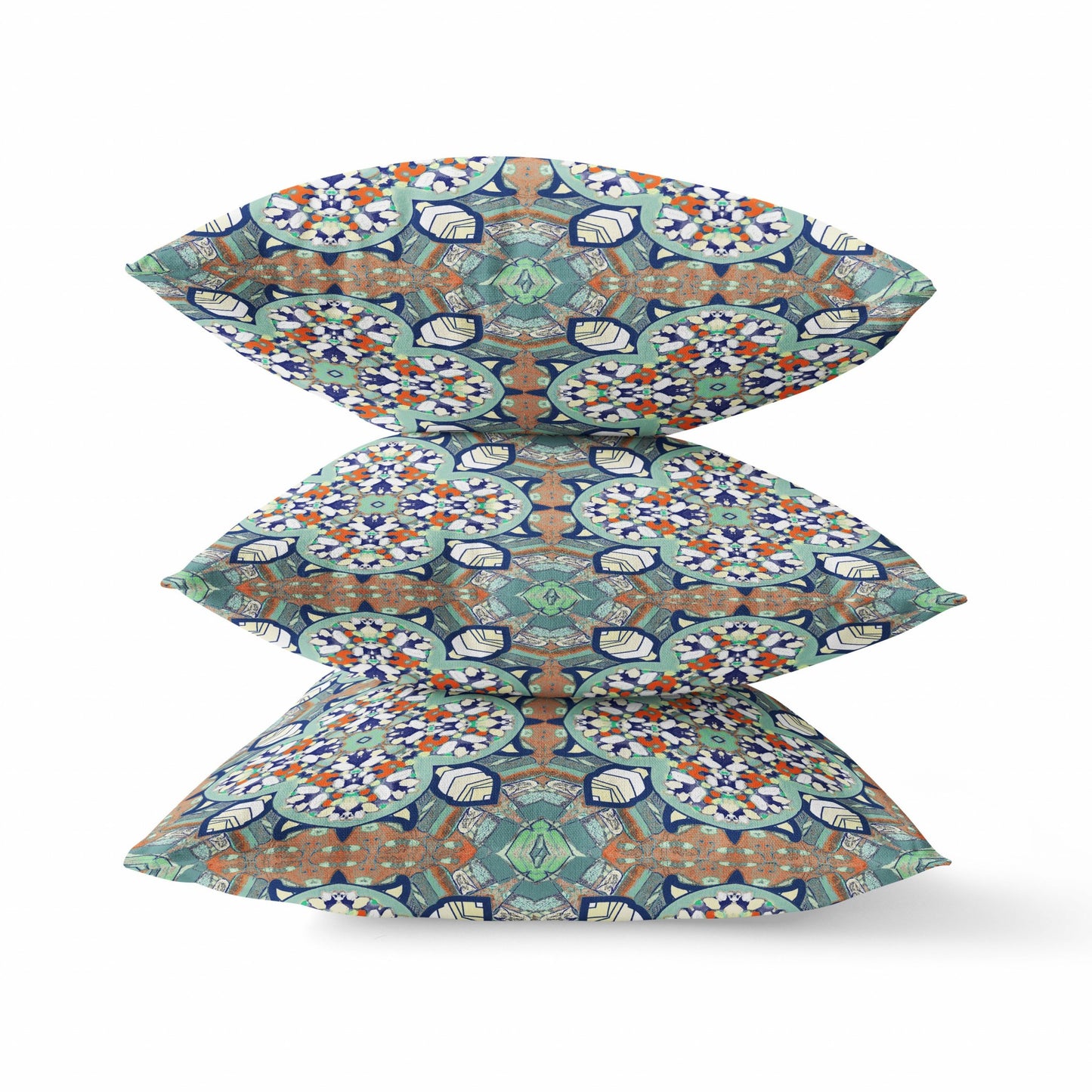 Green Orange Cloverleaf Boho Suede Pillow