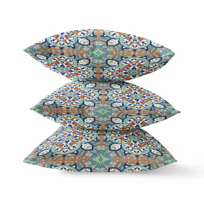 Green Orange Cloverleaf Boho Suede Pillow