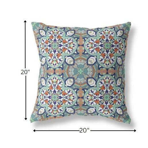 Green Orange Cloverleaf Boho Suede Pillow