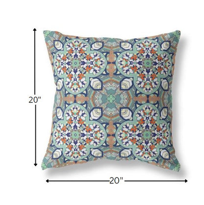 Green Orange Cloverleaf Boho Suede Pillow