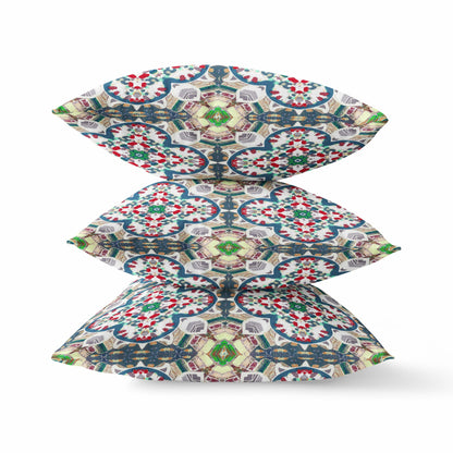 Green White Cloverleaf Boho Suede Pillow