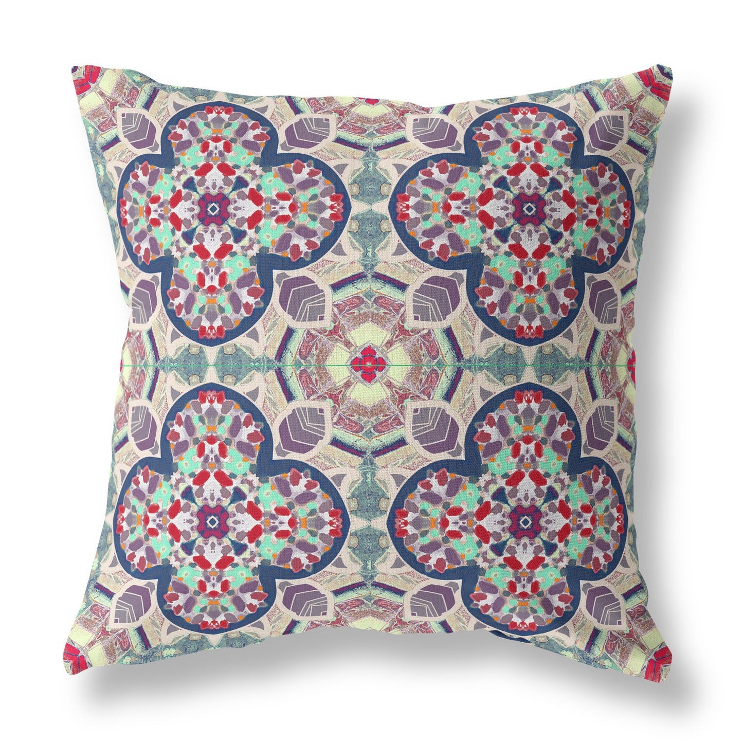 Mauve Blue Cloverleaf Boho Suede Pillow